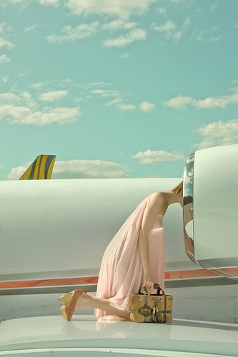 fashion photoshoot funny turbine airplane head funny dress photographer purse bag melbourne australia vintage