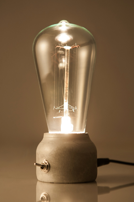 lamp light design switch recycled concrete LED lighting cool fun art bulb lighting