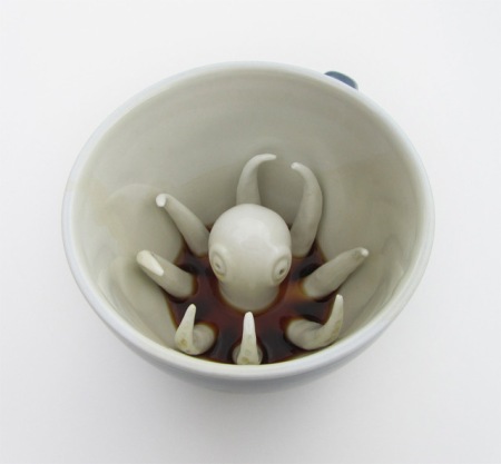art coffee screature sculpture in cup surprise design product animal drinking base bottom suck shock cool fun design kitchen tableware coffee cup tea cup etsy
