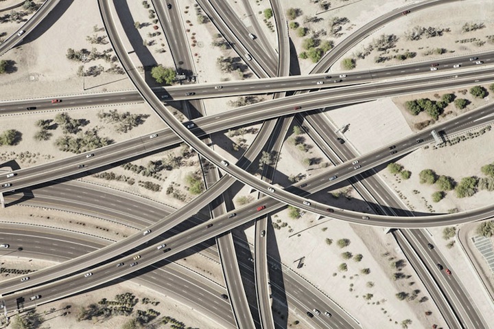Great aerial photographs from the series 'Highway Interchanges' in which Canadian photographer Peter Andrew captures the delicate and complex web of modern day highways. Find more of this work on his Behance gallery.